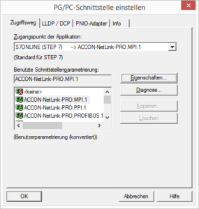 Systemsteuerung: PG/PC-Schnittstelle einstellen