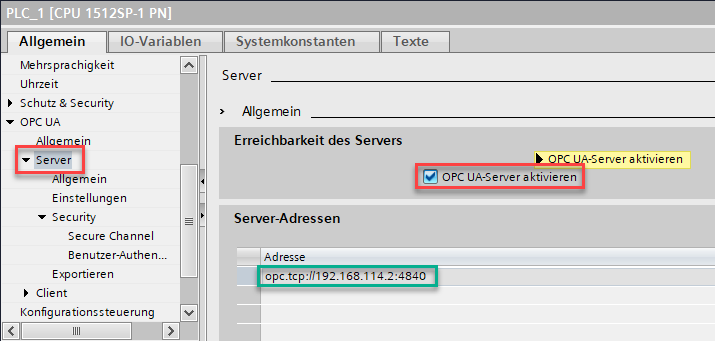 OPCUA_Einstellung_S7_1500_Server